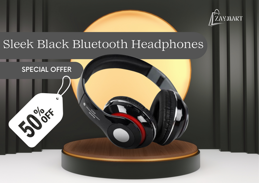 Sleek Black Bluetooth Headphones with Long Battery Life